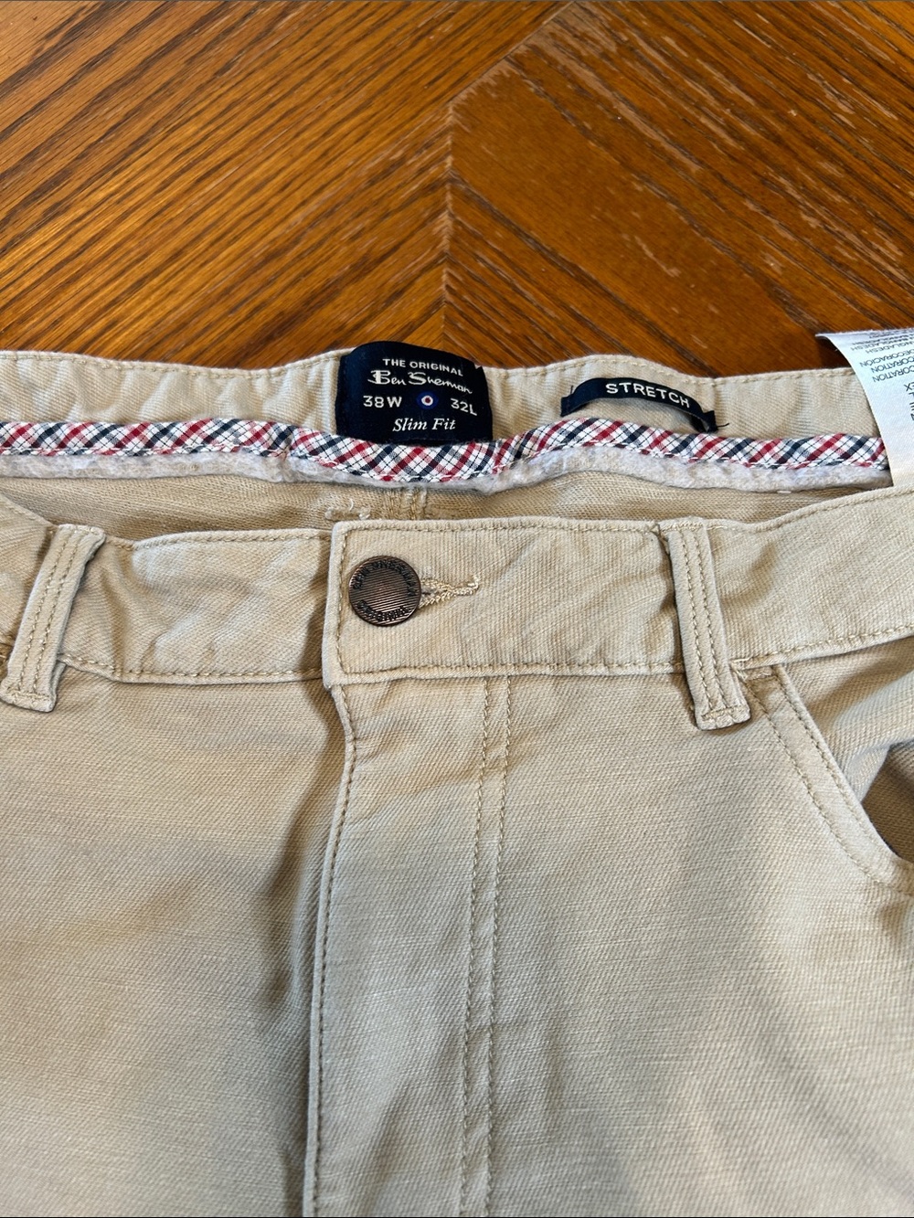 Ben Sherman Slim Fit Stretch Khaki Pants - Light Beige 38Wx32L